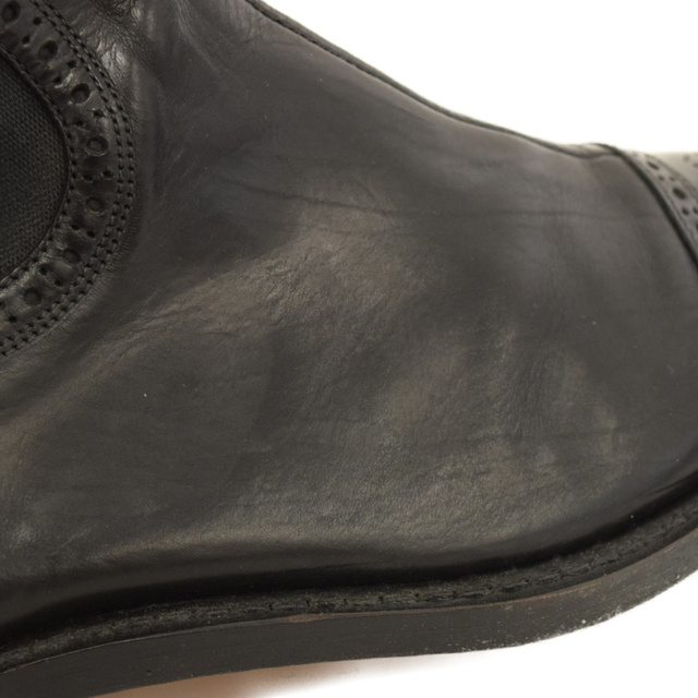 DOLCE&GABBANA(ドルチェアンドガッバーナ)のDOLCE & GABBANA ドルチェアンドガッバーナ トゥ パンチングロゴ レザーサイドゴアブーツ ブラック メンズの靴/シューズ(ブーツ)の商品写真