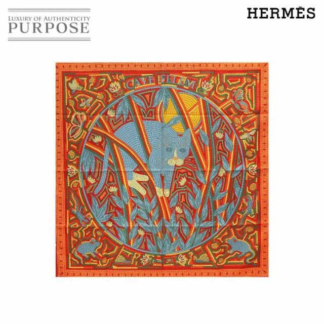 Hermes - 未使用 展示品 エルメス HERMES カレ 90 大判 スカーフ CAVE FELEM 猫に注意 シルク 100% マルチカラー VLP 90164413