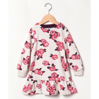 プチバトー(PETIT BATEAU)のフラワープリントスウェットワンピース(ワンピース)