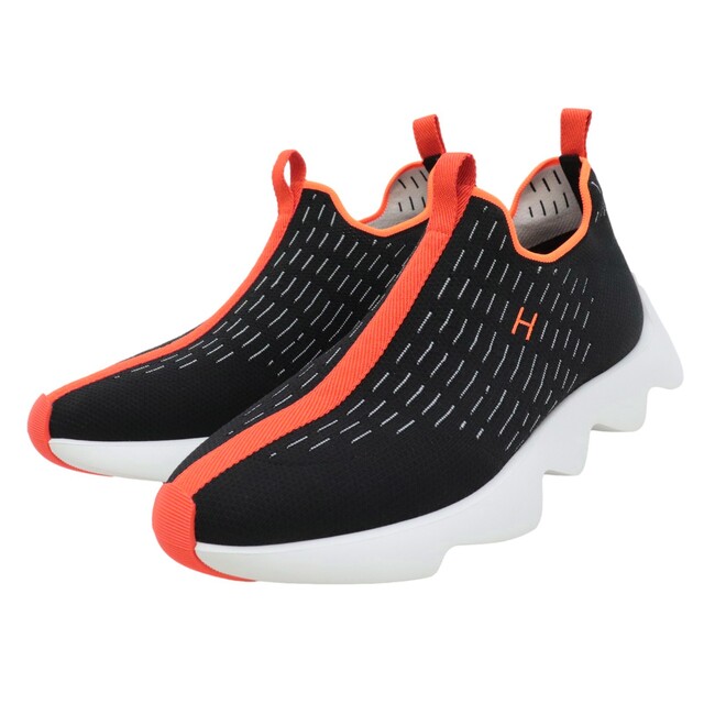 激安大特価! Hermes - HERMES スリッポン オレンジ 41.5 黒 メンズ