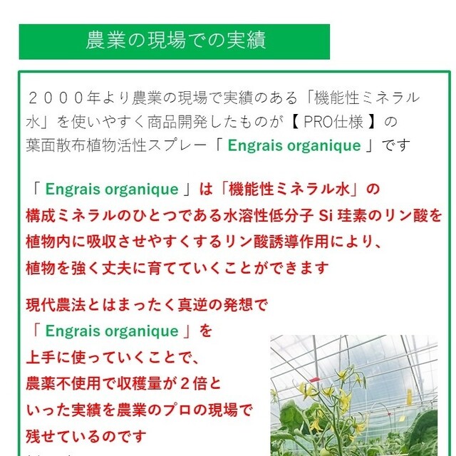 葉面散布植物活性 Engrais organique【PRO仕様】D1/C0 食品/飲料/酒の食品(フルーツ)の商品写真