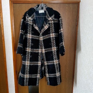 【美品】リリーブラウン　ウール混　ビッグチェックデザイン　オーバーシャツコート