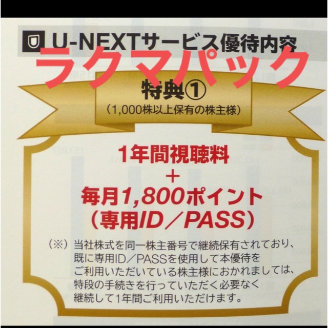 USEN-NEXT 株主優待U-NEXT