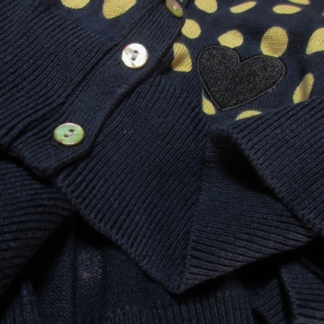 Dahlia(ダリア)のダリア ニット セーター 五分袖 バックボタン ハート ポケット ドット 紺 レディースのトップス(ニット/セーター)の商品写真