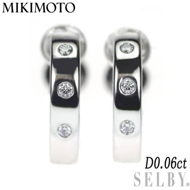 MIKIMOTO - ミキモト K18WG ダイヤモンド イヤリング 0.06ct