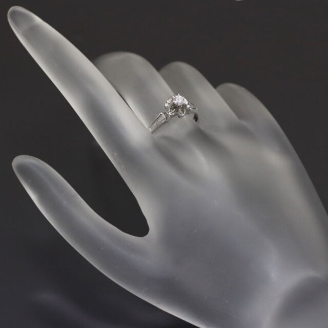 クイーン/Queen K14WG ダイヤモンド リング 0.13ct ヴィンテージ品 菊爪 レディースのアクセサリー(リング(指輪))の商品写真