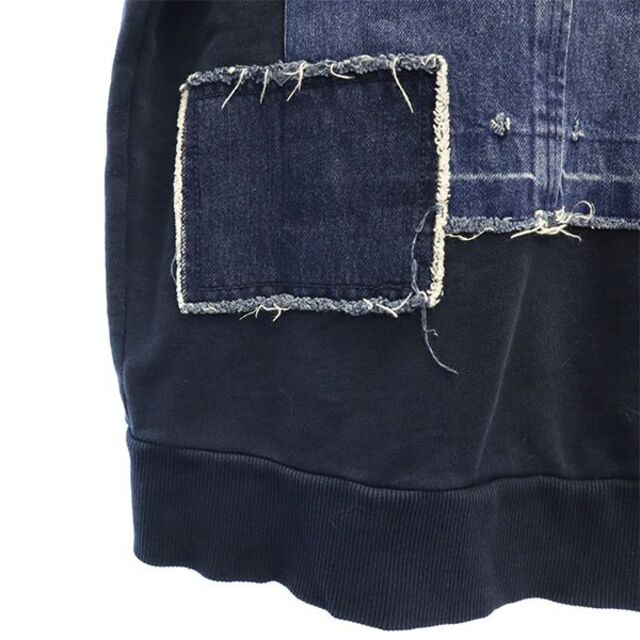 DIESEL - ディーゼル パッチワーク スウェット ネイビー×ブルー DIESEL