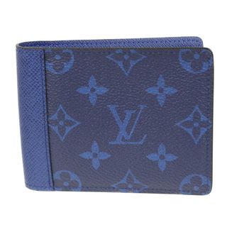 LOUIS VUITTON ポルトフォイユ・ミュルティプル M30299 タイガラマ コバルト ブルー系 レザー モノグラム・キャンバス メンズ 人気 ブランド LV 二つ折り財布 札入れ【中古】松前R56号店(折り財布)