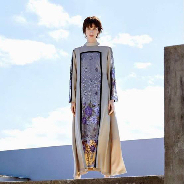 新品 MURRAL Framed flower dress -BLACK--