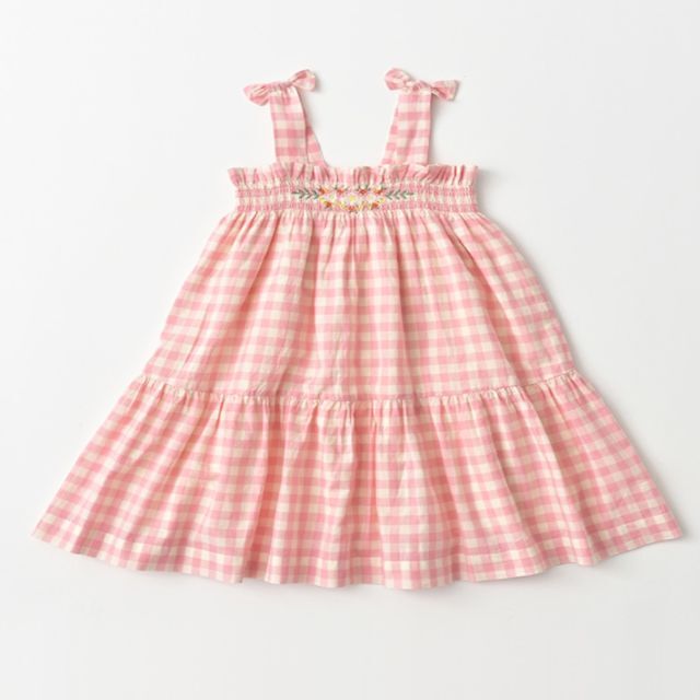 Bonpoint(ボンポワン)のBONTON   ギンガムチェックドレス　６A　新品未使用 キッズ/ベビー/マタニティのキッズ服女の子用(90cm~)(ワンピース)の商品写真