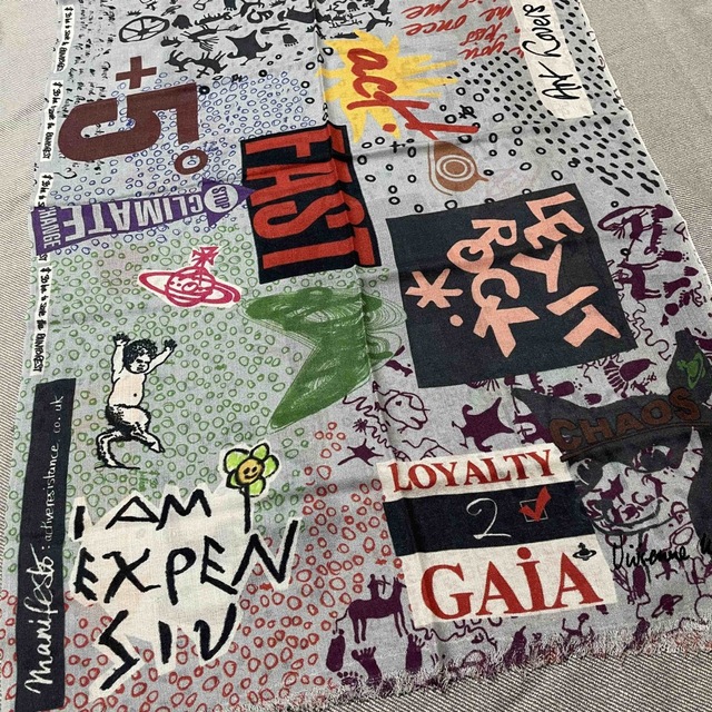 新品 ヴィヴィアンウエストウッド サティア・ロゴ刺繍大判ストール・ショール