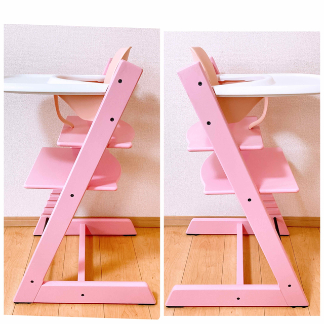 【美品】STOKKE ストッケ トリップトラップ ピンク ベビーセット トレイ
