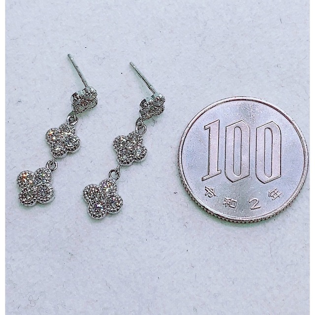 ☆1.00ct☆揺れる✨ダイヤモンドK18WGミル打ち3連ピアスイヤリング ...