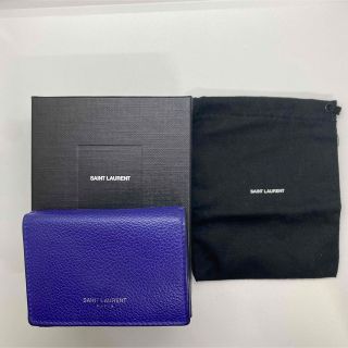 サンローラン(Saint Laurent)のSANT LAURENT  三つ折りウォレット　ブルー(財布)