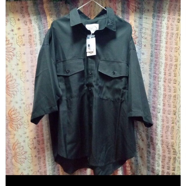 ♡anown 新品メンズレディース蝶刺繍半袖シャツジャケット韓国黒Sブラック メンズのトップス(シャツ)の商品写真