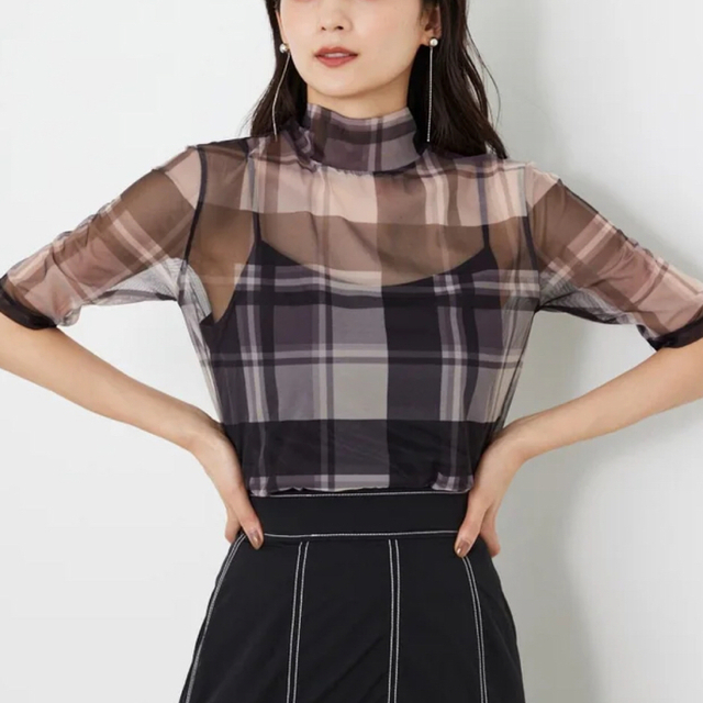 rienda - リエンダ 新品????シアーチェックチュールトップスの通販 by R♡E's shop|リエンダならラクマ