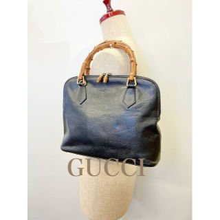 グッチ(Gucci)のグッチ GUCCI　バンブー　ハンドバッグ　ブラック　レザー(ハンドバッグ)