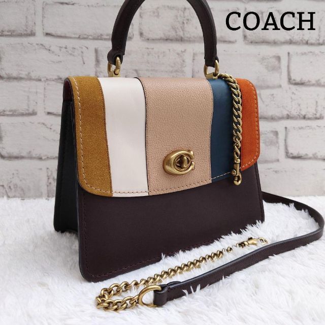 コーチ ショルダーバッグ 2way パッチワーク C金具 カラーブロック