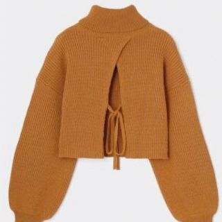 マウジー(moussy)のマウジー　ニット　タートルネック　ショート　ハイウエス　リボン　背中開き(ニット/セーター)