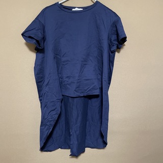 アパルトモンドゥーズィエムクラス(L'Appartement DEUXIEME CLASSE)のAMERICANA　バックロングハーフスリーブTシャツ　ネイビー(Tシャツ(半袖/袖なし))