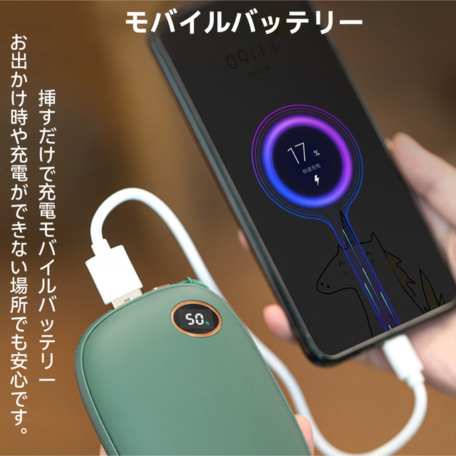 充電式カイロ 4500mAh大容量 両面急速発熱 1台2役 2個 スマホ/家電/カメラの冷暖房/空調(その他)の商品写真