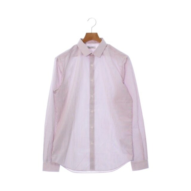 VALENTINO カジュアルシャツ 40(M位) 白xエンジ(ストライプ)長袖柄