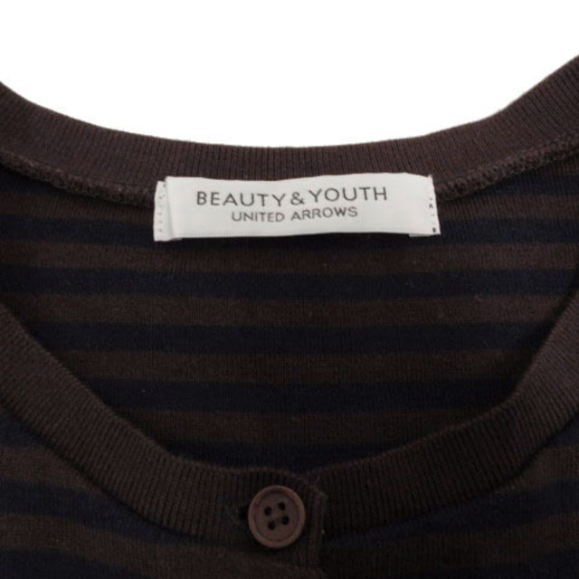 BEAUTY&YOUTH UNITED ARROWS(ビューティアンドユースユナイテッドアローズ)のB&Y BEAUTY&YOUTH カーディガン 長袖 コットン ボーダー 紺 茶 レディースのトップス(カーディガン)の商品写真