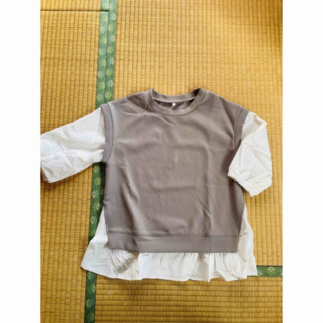 GU(ジーユー)のGU トップス切り替えシャツ キッズ/ベビー/マタニティのキッズ服女の子用(90cm~)(Tシャツ/カットソー)の商品写真