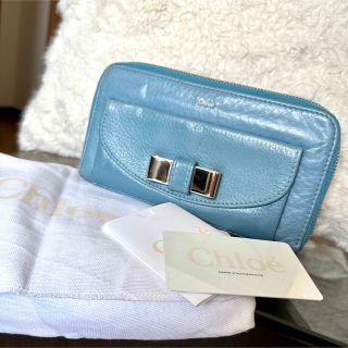 クロエ(Chloe)のChloe クロエ◆リリィ　リリー　リボン◆ラウンド 長財布◆ブルー　水色(財布)