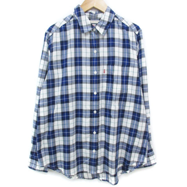 リーバイス カジュアルシャツ 長袖 チェック柄 オーバーサイズ S 紺 白 | フリマアプリ ラクマ