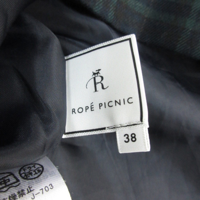 Rope' Picnic(ロペピクニック)のロペピクニック ワンピース ひざ丈 長袖  チェック柄 リボン 38 ネイビー レディースのワンピース(ひざ丈ワンピース)の商品写真