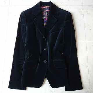 ポールスミス(Paul Smith)のポールスミスブラック テーラードジャケット コットンベロア M 裏地派手 高級感(テーラードジャケット)