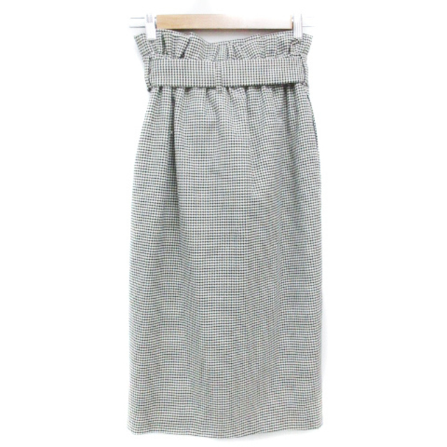 tiara(ティアラ)のティアラ タイトスカート ロング丈 リボン付 千鳥格子柄 2 白 黒 /FF44 レディースのスカート(ロングスカート)の商品写真