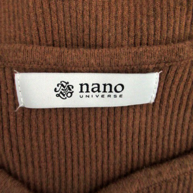 nano・universe(ナノユニバース)のナノユニバース ニット カットソー リブ Vネック 長袖 F 茶色 ブラウン レディースのトップス(ニット/セーター)の商品写真