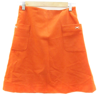 ロペ(ROPE’)のロペ ROPE フレアスカート ひざ丈 ウール EX-1 オレンジ(ひざ丈スカート)