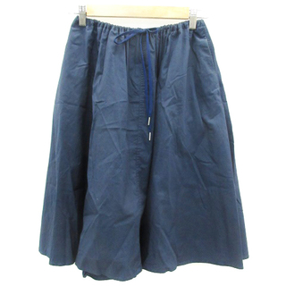 ルグラジック(LE GLAZIK)のルグラジック フレアスカート ミモレ丈 リボン 36 ネイビー 紺(ひざ丈スカート)