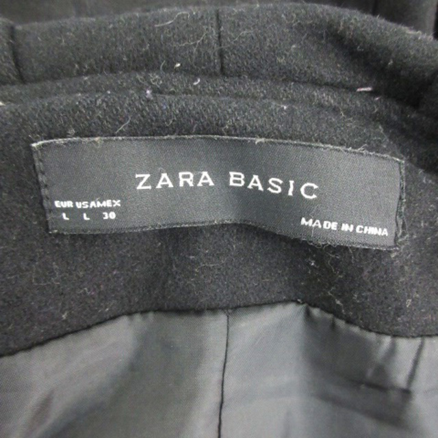 ZARA(ザラ)のザラ ベーシック Pコート ピーコート ショート丈 ウール L ブラック 黒 レディースのジャケット/アウター(ピーコート)の商品写真