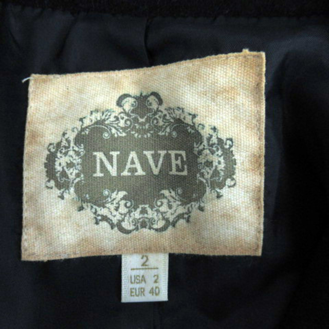 KNAVE(ネイヴ)のネイヴ Pコート ピーコート ロング丈 ベルト付 ウール カシミヤ混 2 黒 レディースのジャケット/アウター(ピーコート)の商品写真