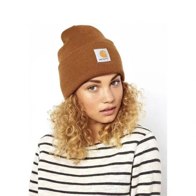 【新品未使用品★ニット帽★キャラメル】カーハート★ニットキャップ★ブラウン US CARHARTT カーハート ポンポンニット帽 ニットキャップ