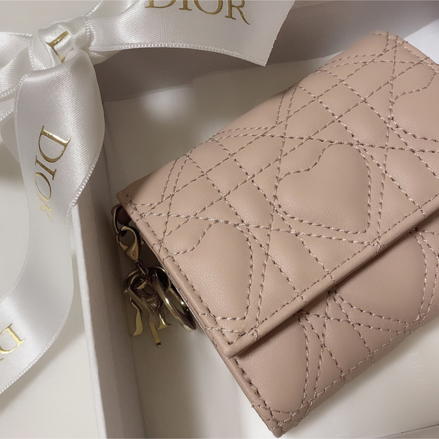 DIOR レディディオール ロータスウォレット ハート ピンク