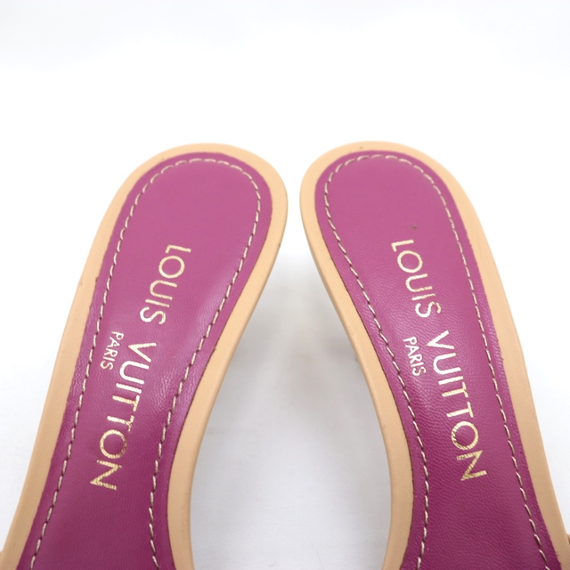 LOUIS VUITTON(ルイヴィトン)の新品同様 ルイ・ヴィトン モノグラムデニム リボンミュール サンダル レディース ピンク 35 LOUIS VUITTON レディースの靴/シューズ(サンダル)の商品写真