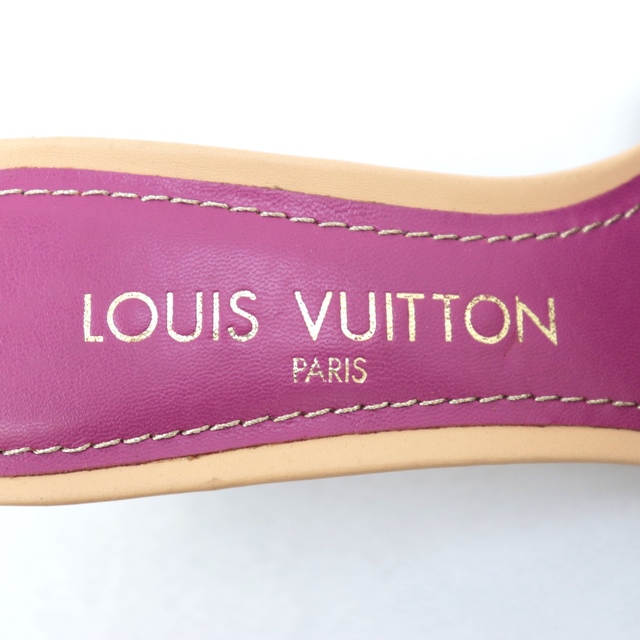 LOUIS VUITTON(ルイヴィトン)の新品同様 ルイ・ヴィトン モノグラムデニム リボンミュール サンダル レディース ピンク 35 LOUIS VUITTON レディースの靴/シューズ(サンダル)の商品写真
