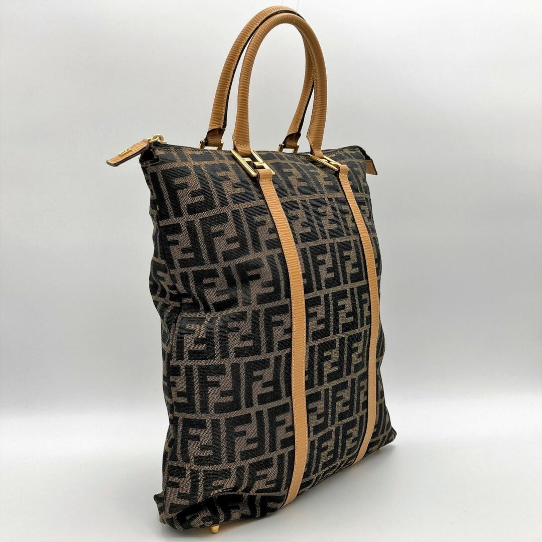 美品 FENDI フェンディ ズッカ柄 ハンドバッグ トートバッグ ブラウン