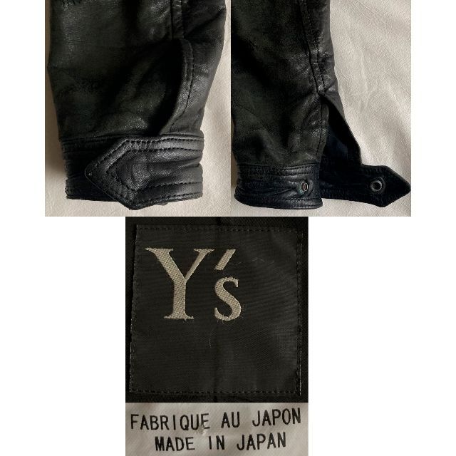 Yohji Yamamoto(ヨウジヤマモト)のY's レザーシングルライダースジャケット/ワイズ/ブルゾン アウター黒ブラック レディースのジャケット/アウター(ライダースジャケット)の商品写真
