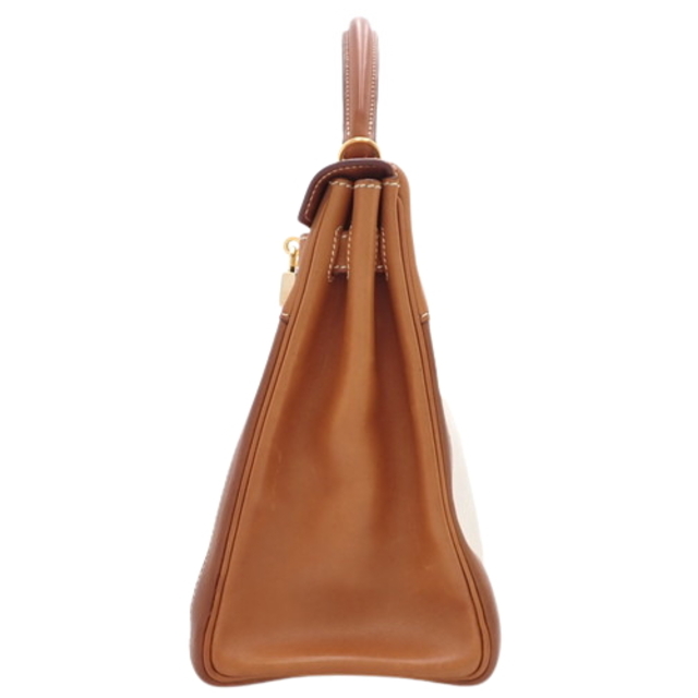 Hermes(エルメス)のエルメスハンドバッグ ケリー 32 (内縫い) ヴォーバレニア トワルアッシュ ナチュラル/ゴールド ブラウン茶 アイボリー 40803000196 レディースのバッグ(ハンドバッグ)の商品写真