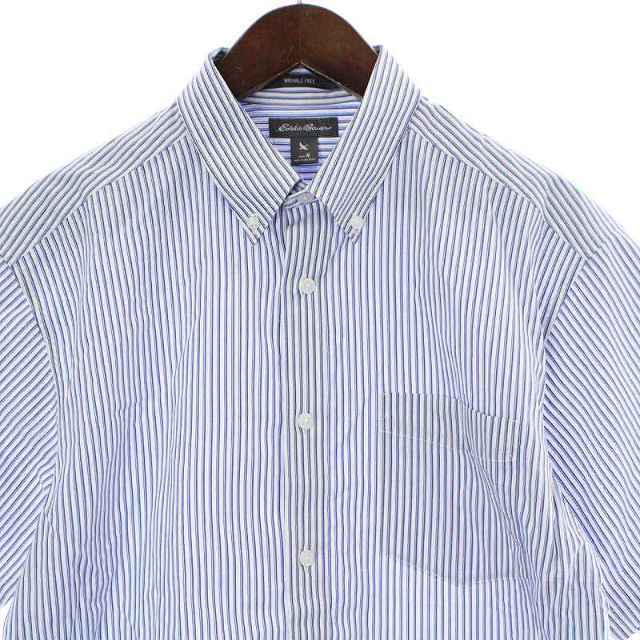 Eddie Bauer(エディーバウアー)のエディーバウアー WRINKLE FREE カジュアルシャツ 半袖  M 青 白 メンズのトップス(シャツ)の商品写真