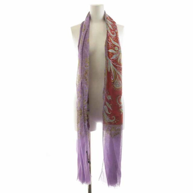 ETRO(エトロ)のエトロ ETRO スカーフ ストール ペイズリー柄 フリンジ 絹 シルク 紫 レディースのファッション小物(バンダナ/スカーフ)の商品写真