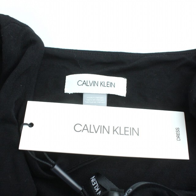 Calvin Klein(カルバンクライン)のカルバンクライン ワンピース ひざ丈 ノースリーブ ベルト ストレッチ 12 黒 レディースのワンピース(ひざ丈ワンピース)の商品写真