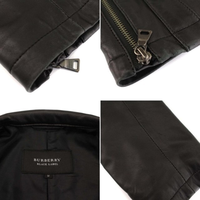 BURBERRY BLACK LABEL(バーバリーブラックレーベル)のBURBERRY BLACK LABEL ライダース シングル 羊革 M 黒 メンズのジャケット/アウター(ライダースジャケット)の商品写真