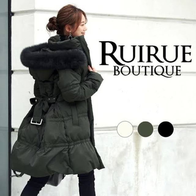 美品】RUIRUE BOUTIQUEルイルエブティックフォックスファーダウン黒 交換無料！